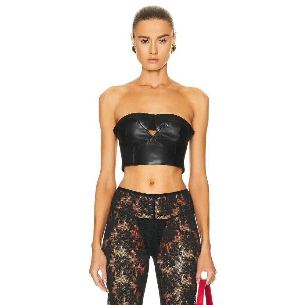 RTA Rangi Leather Bustier Corset Top Black Womens Size 4